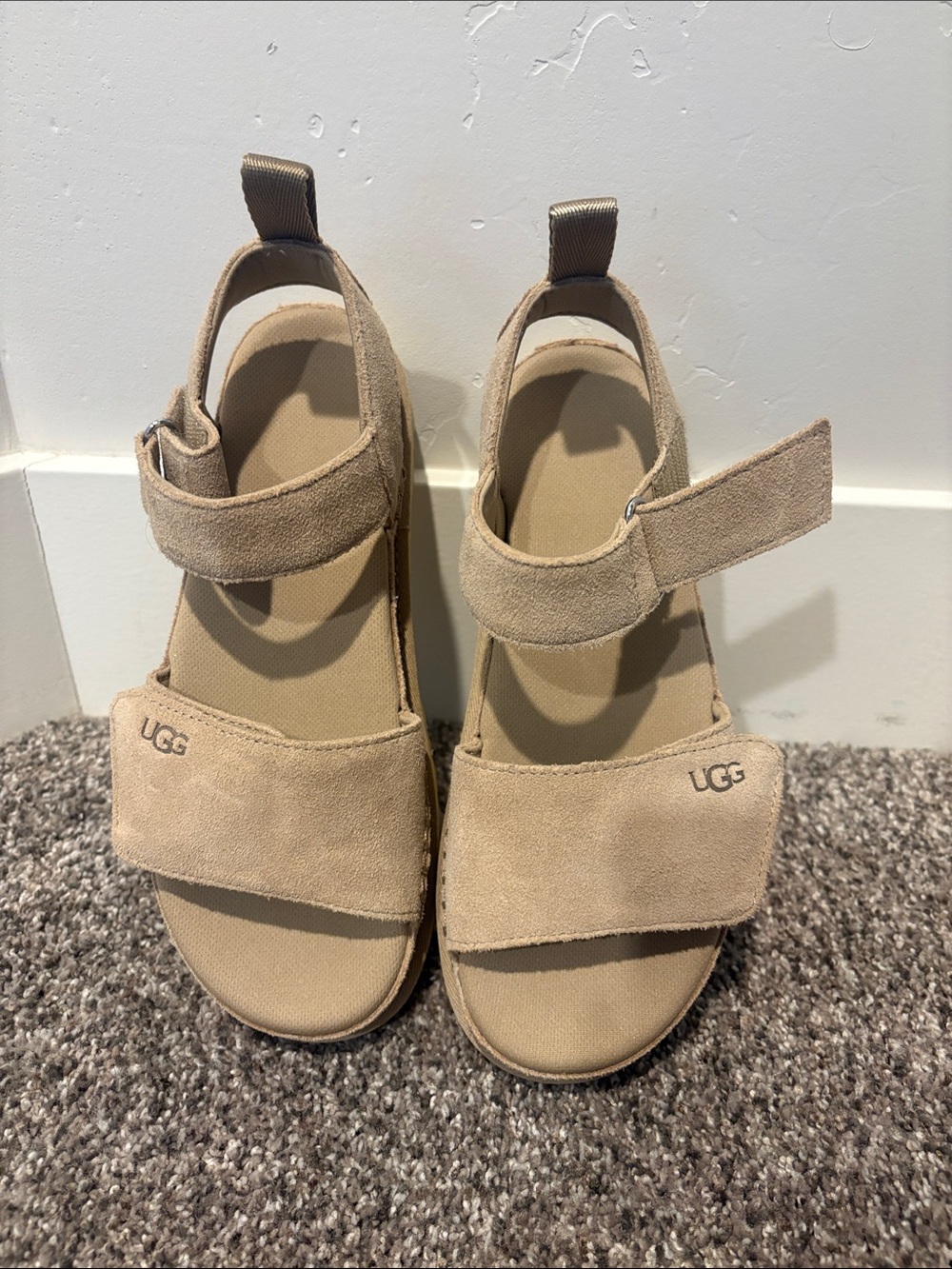 UGG womens Beige Suede Strap Sandals